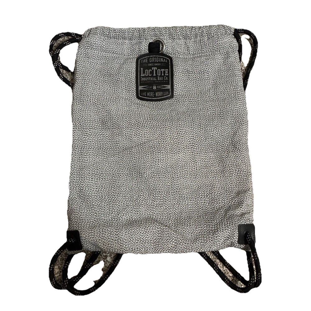 Loctote The Original Flak Sack Gray Drawstring Backpack Bag Loc Tote Anti-Theft